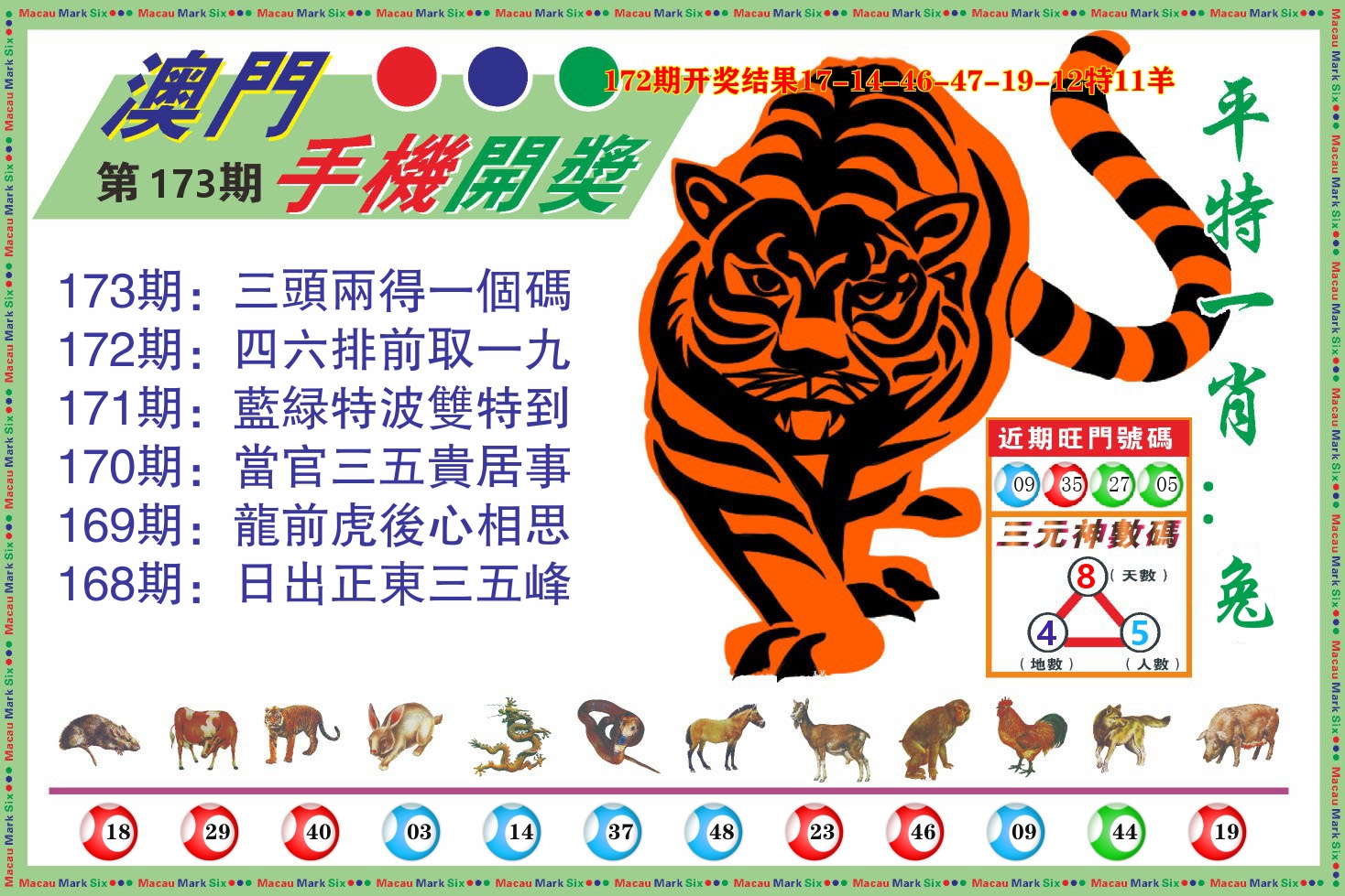 澳门开奖报 第173期