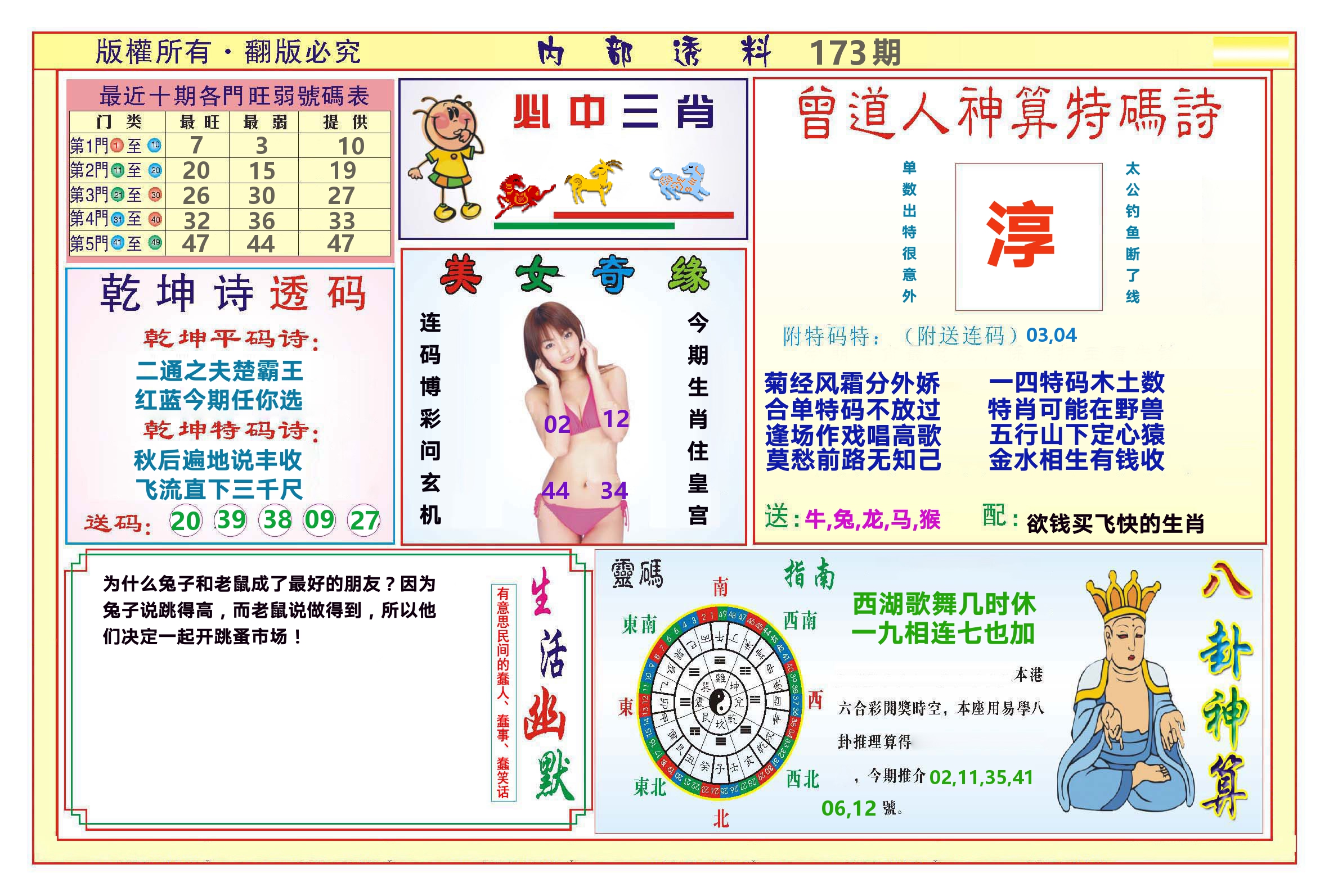 澳门内部透料B 第173期