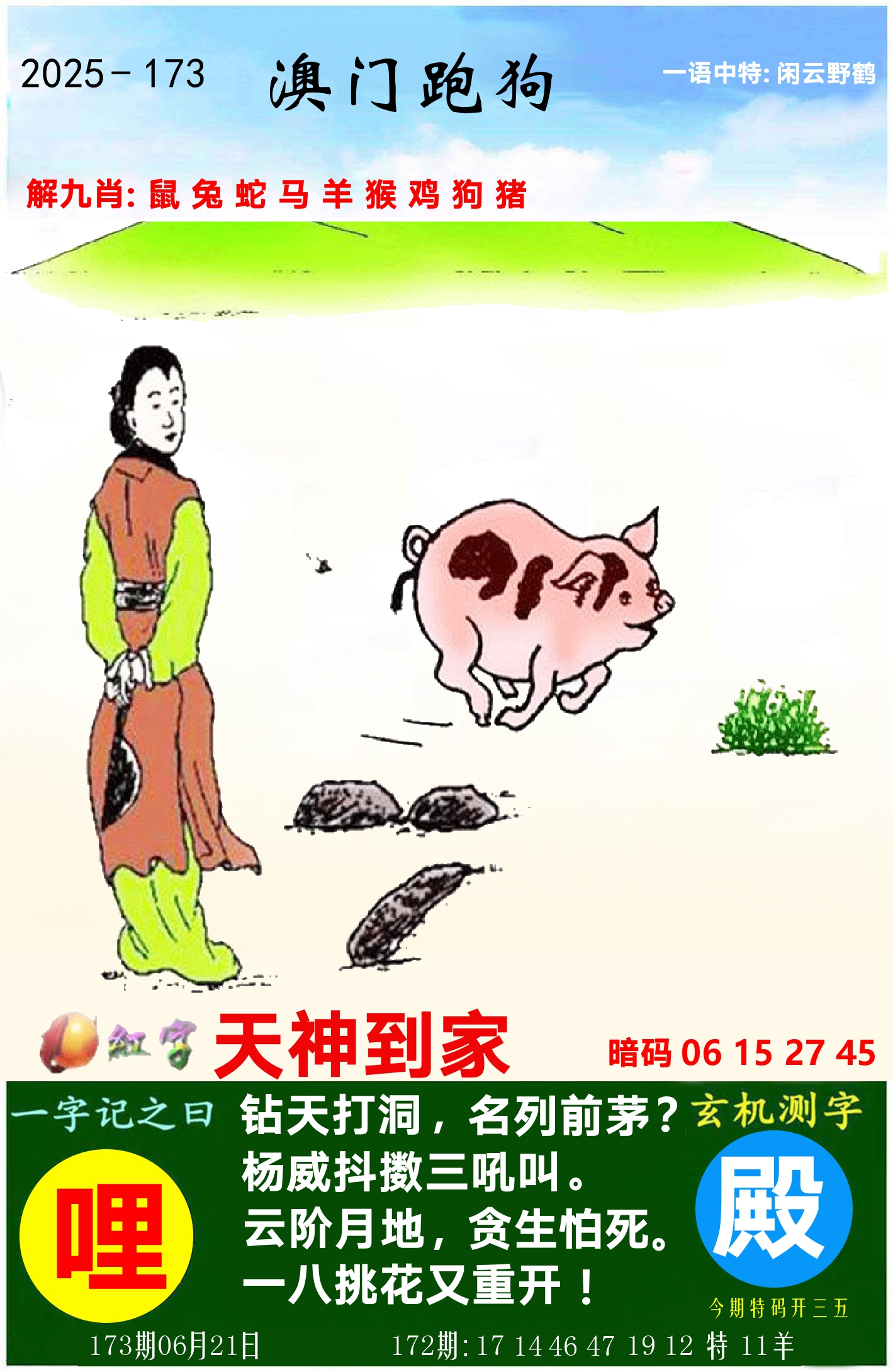 澳门跑狗图 第173期