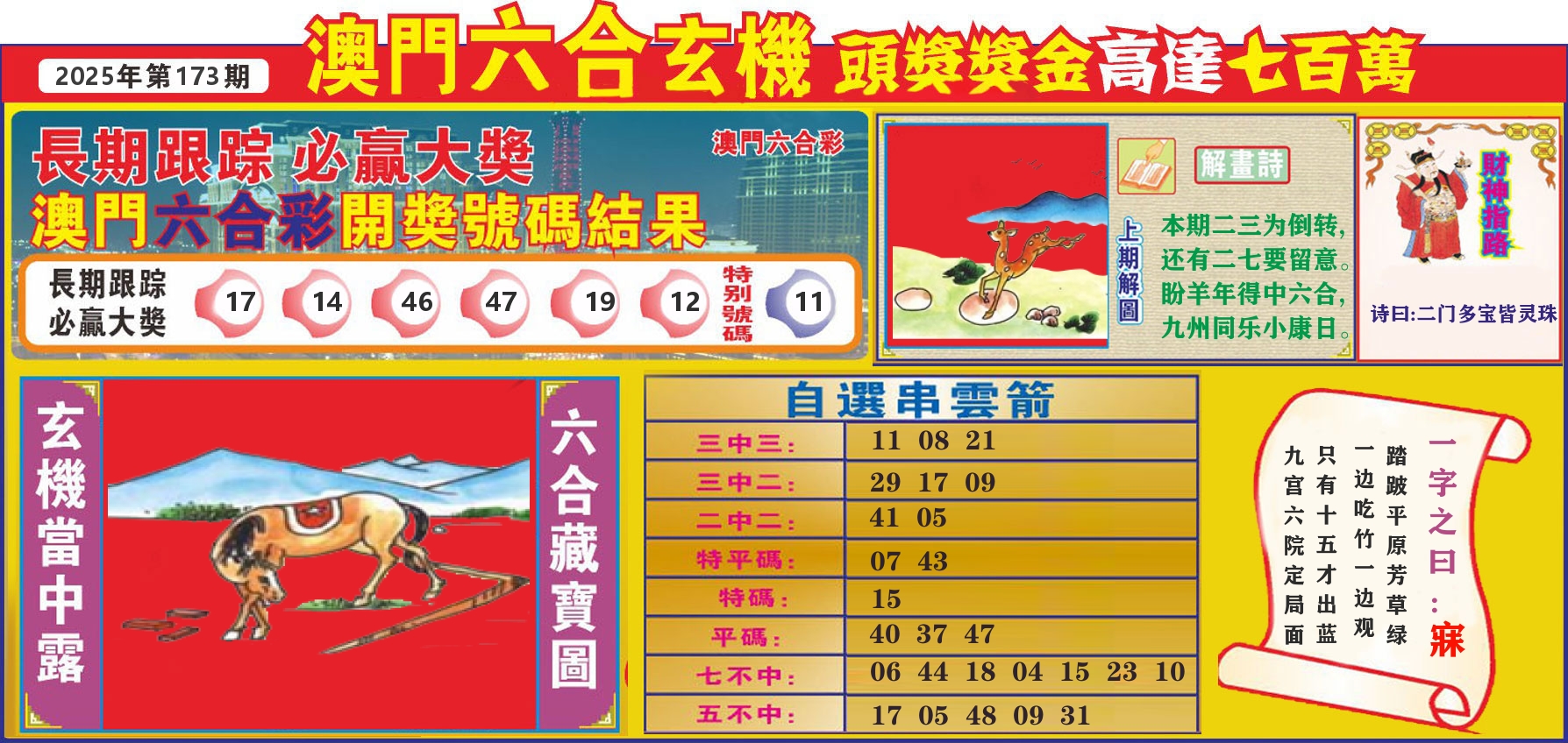 七星彩图C 第173期