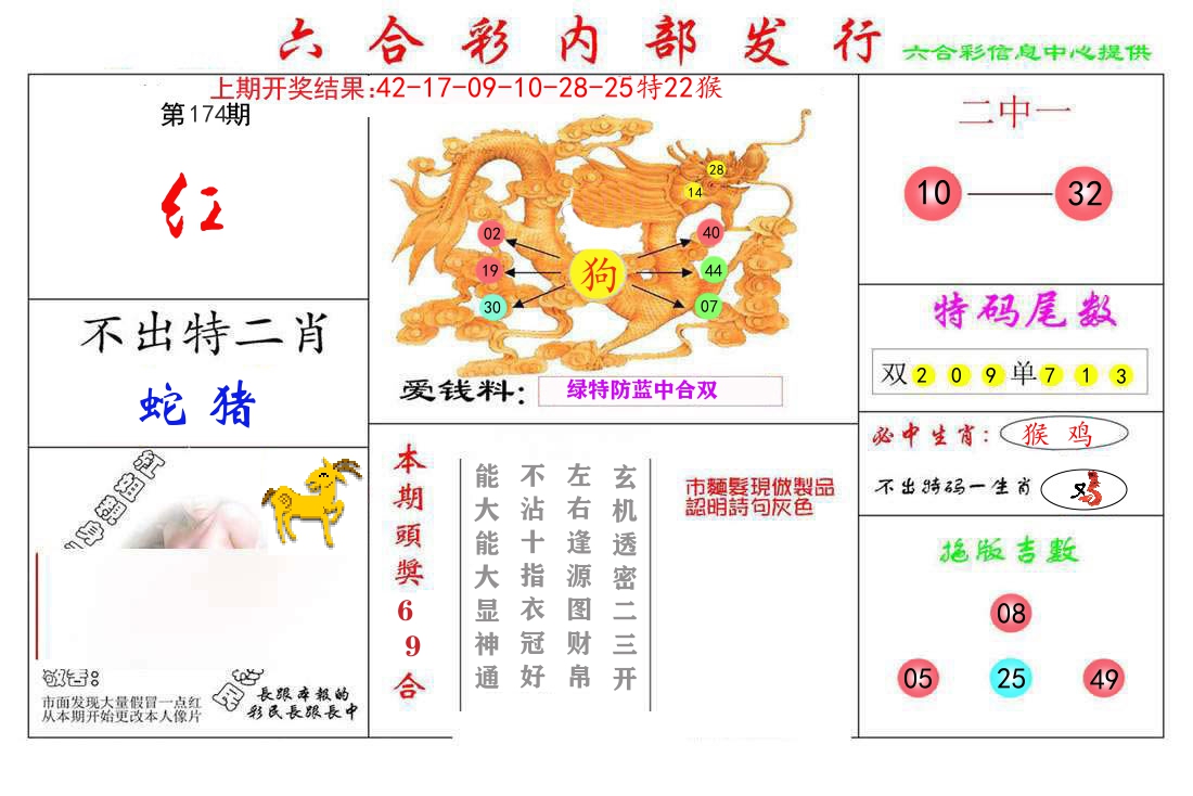 六合彩内部发行 第174期