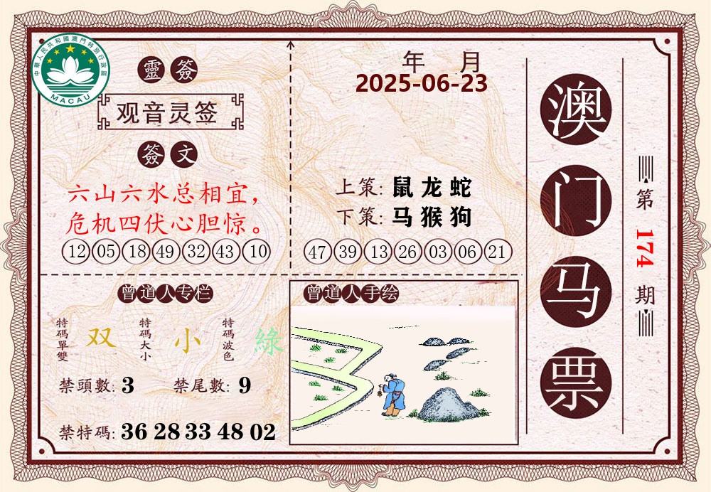 澳门马票 第174期
