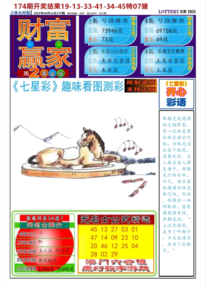 七星彩图A 第175期