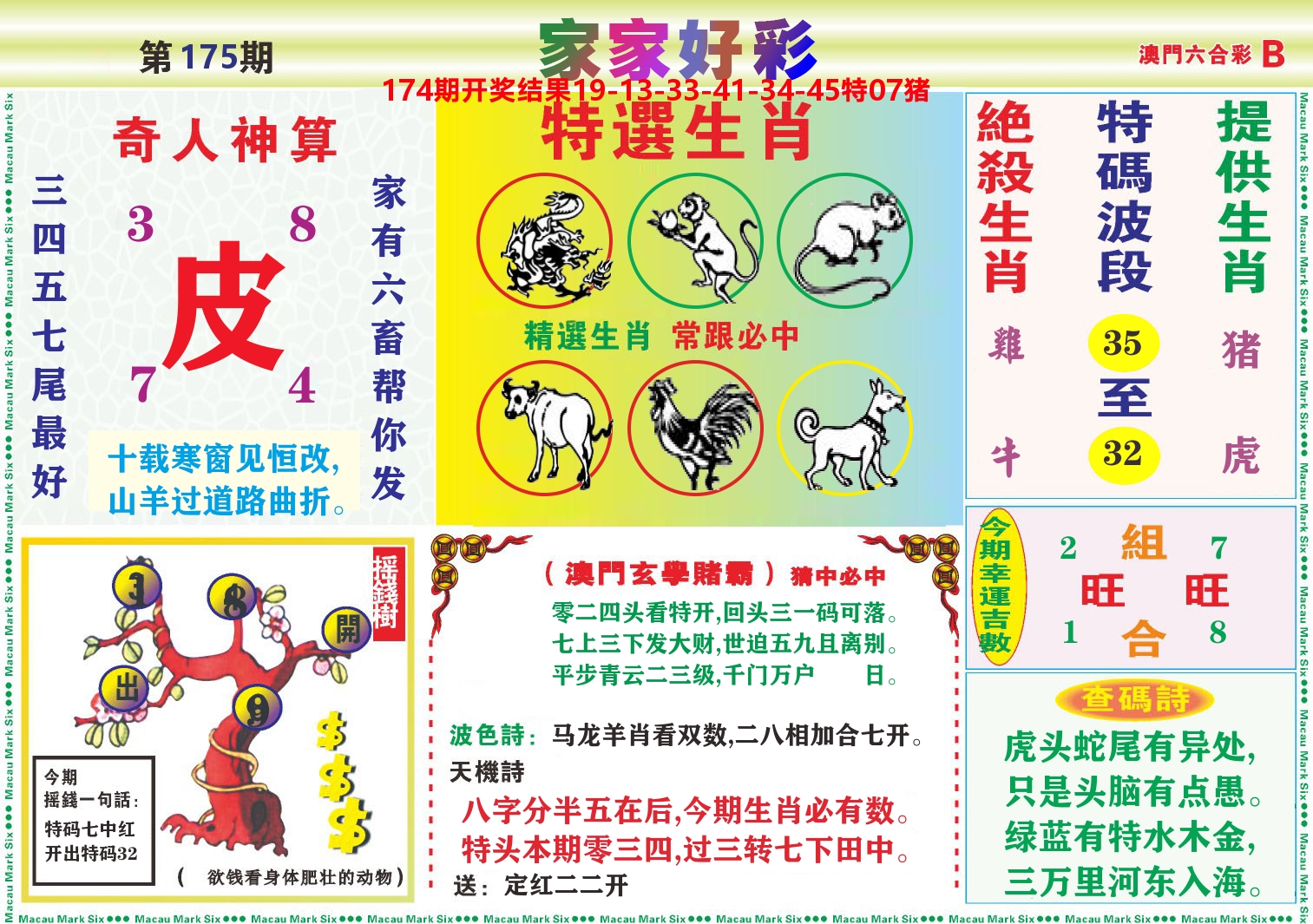家家好彩B 第175期