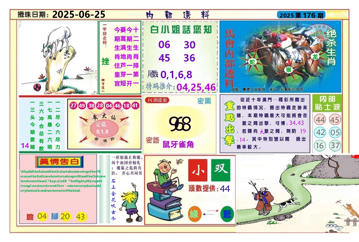 澳门内部透料A 第176期