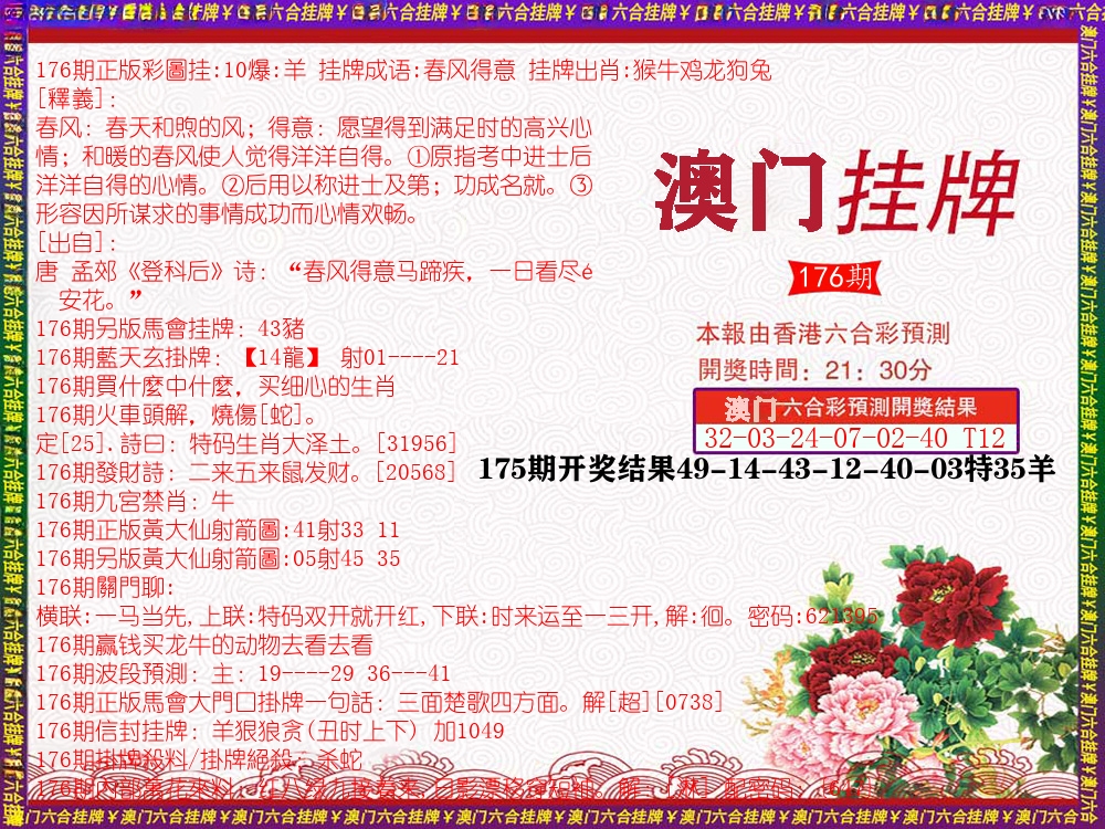 澳门挂牌 第176期
