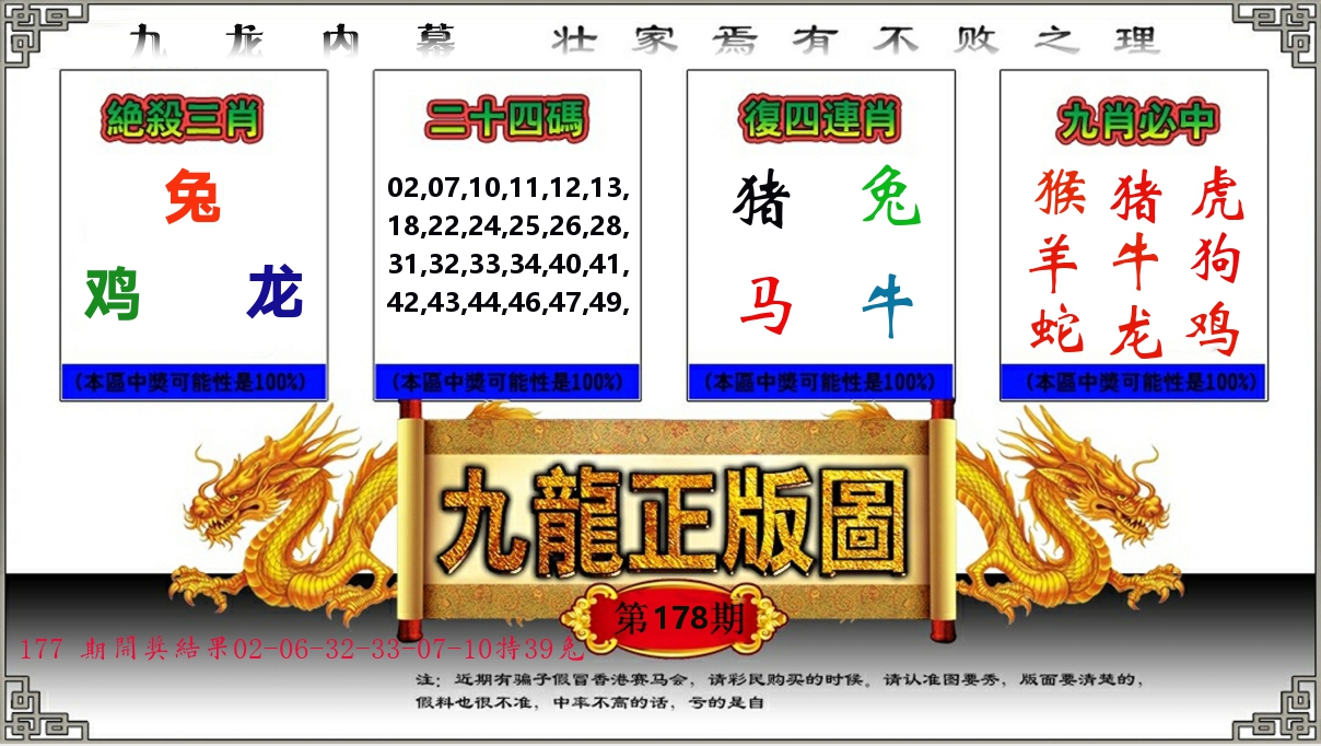 九龙正版图 第178期