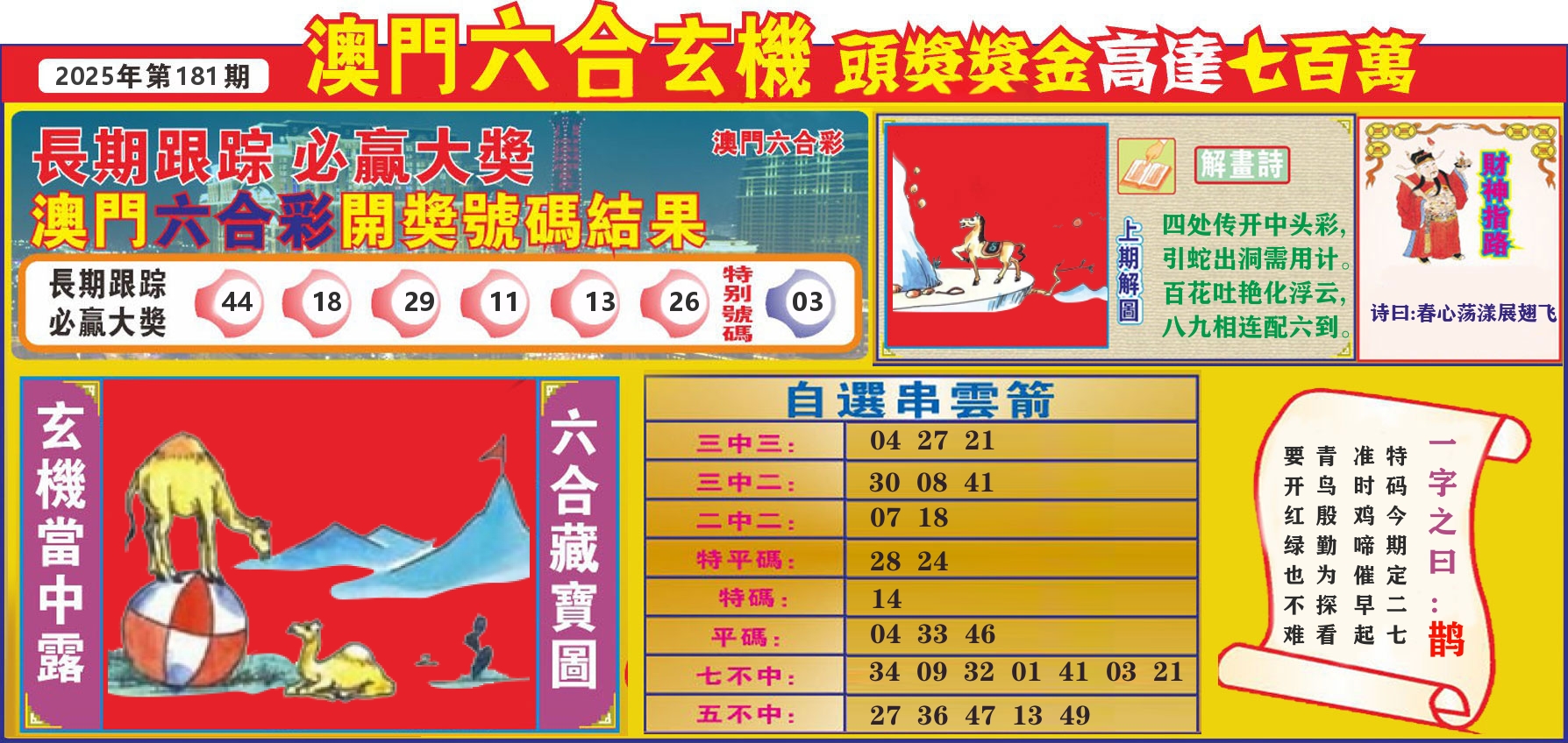 七星彩图C 第181期