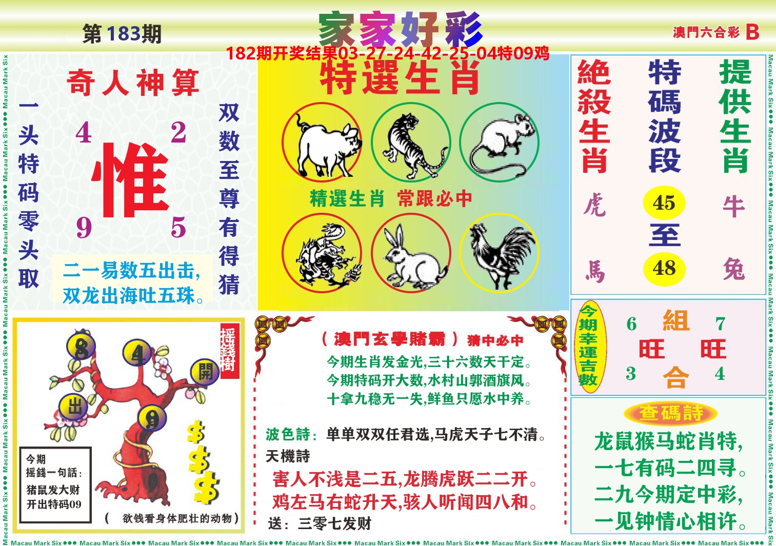 家家好彩B 第183期