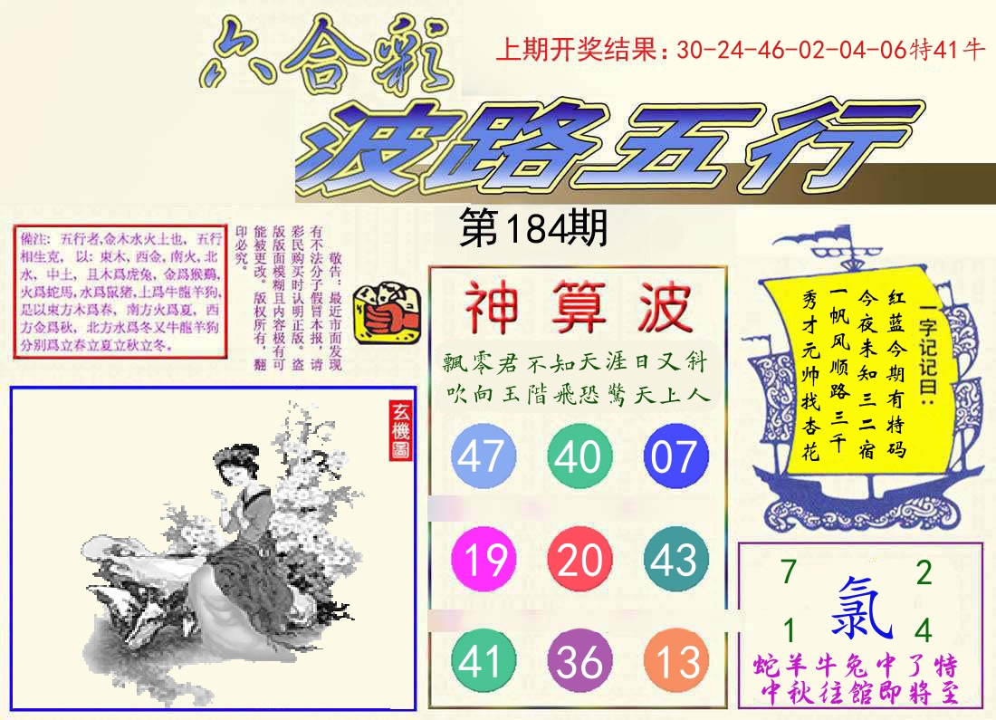 波路五行 第184期