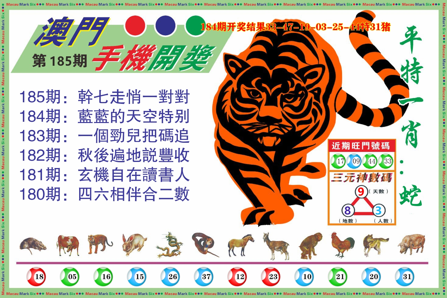 澳门开奖报 第185期