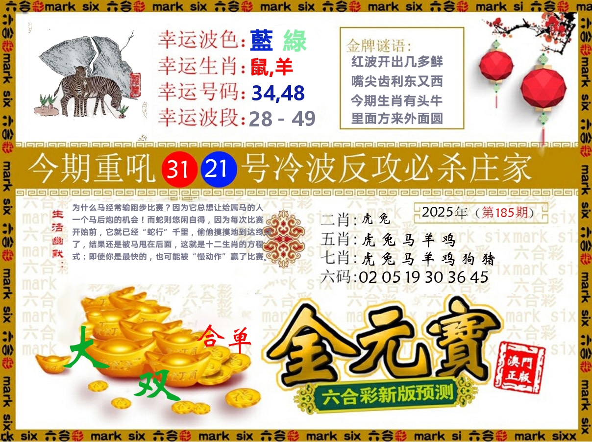 金元宝 第185期