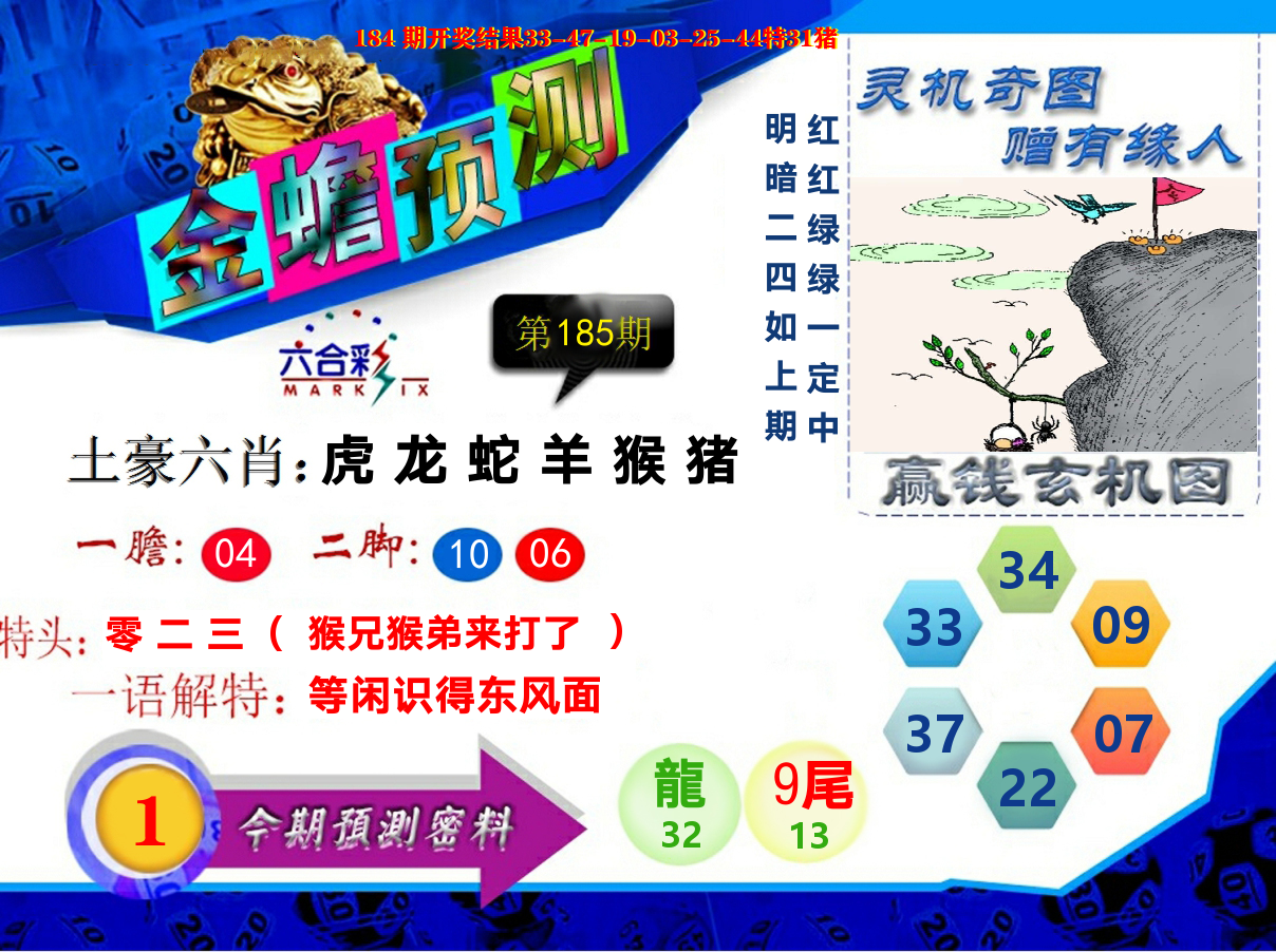 金蟾预测 第185期