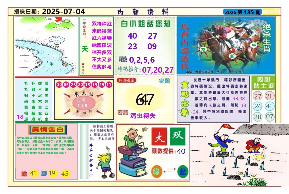 澳门内部透料A 第185期