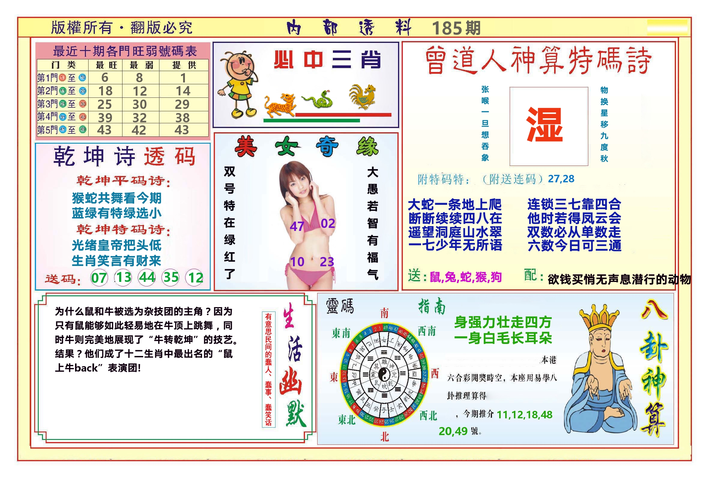 澳门内部透料B 第185期