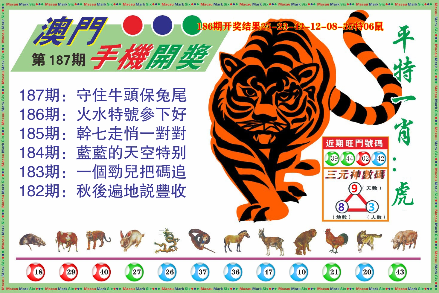 澳门开奖报 第187期