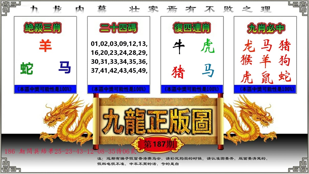 九龙正版图 第187期