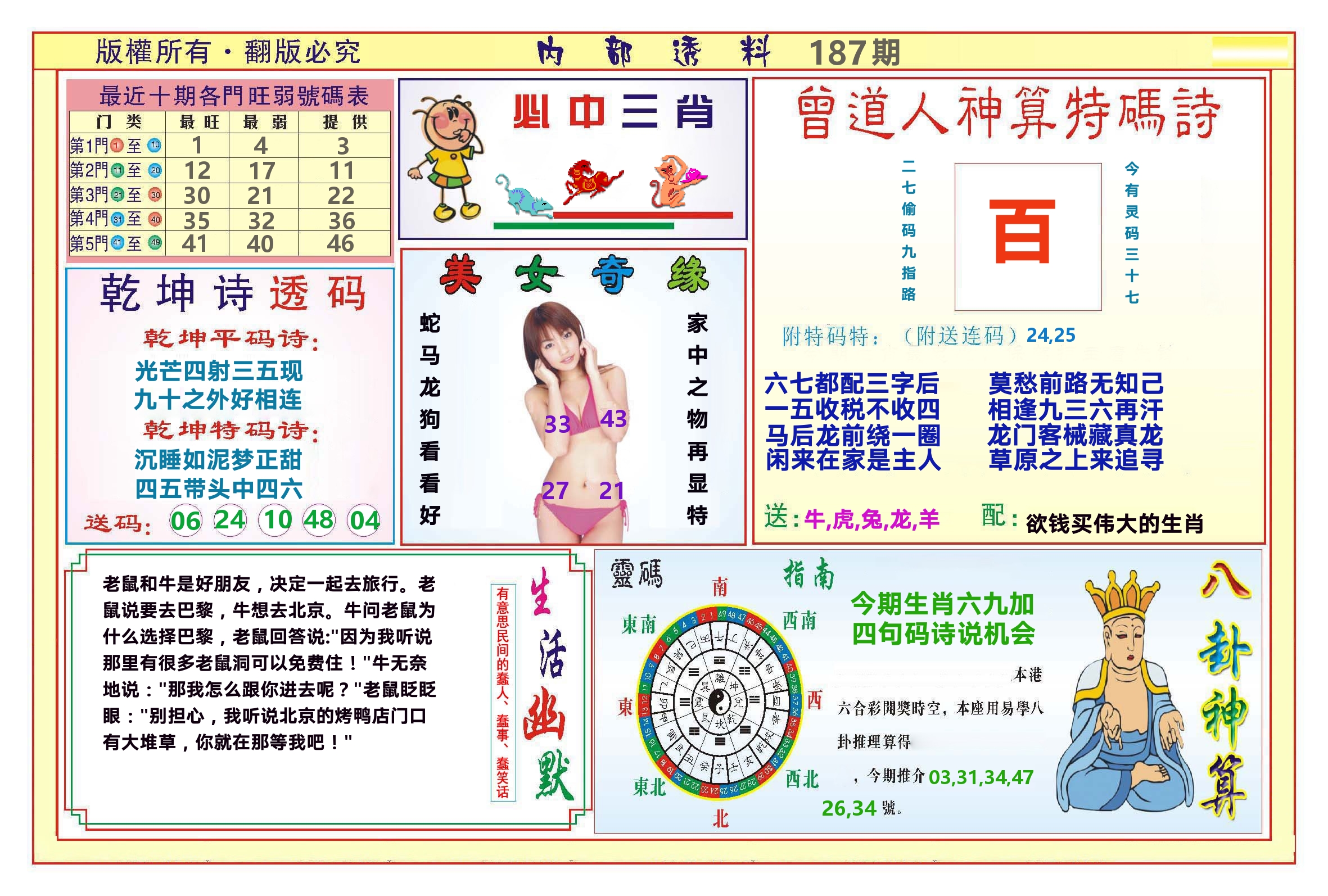 澳门内部透料B 第187期