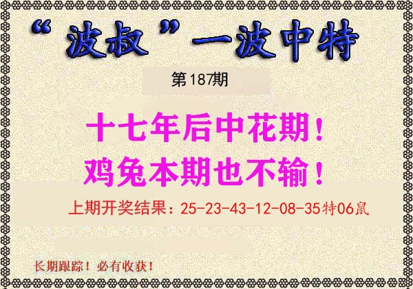 波叔中特 第187期