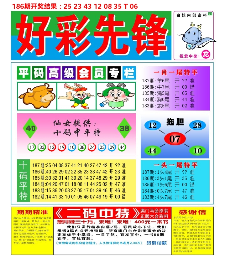 好彩先锋D 第187期