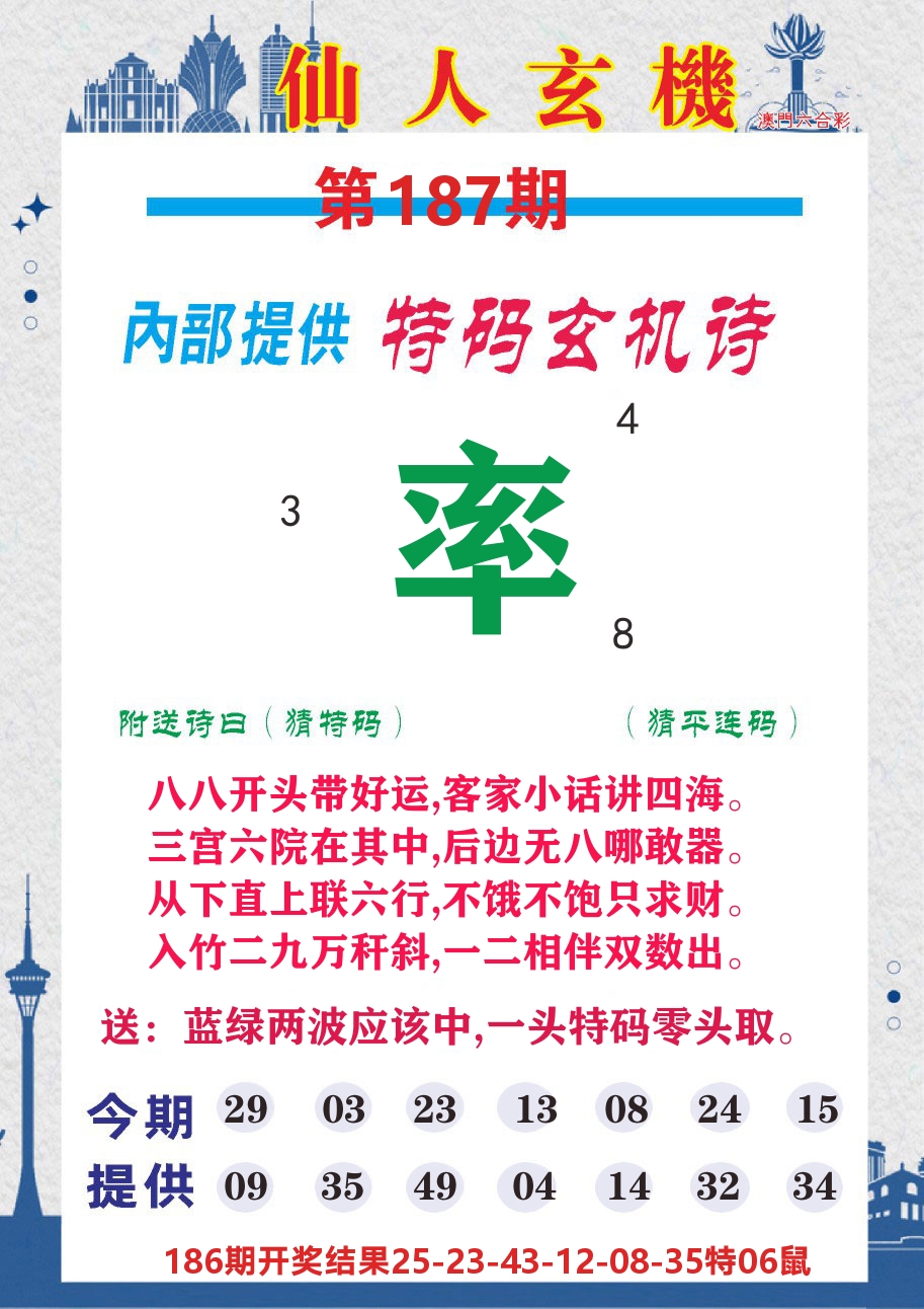澳门钱多多D 第187期