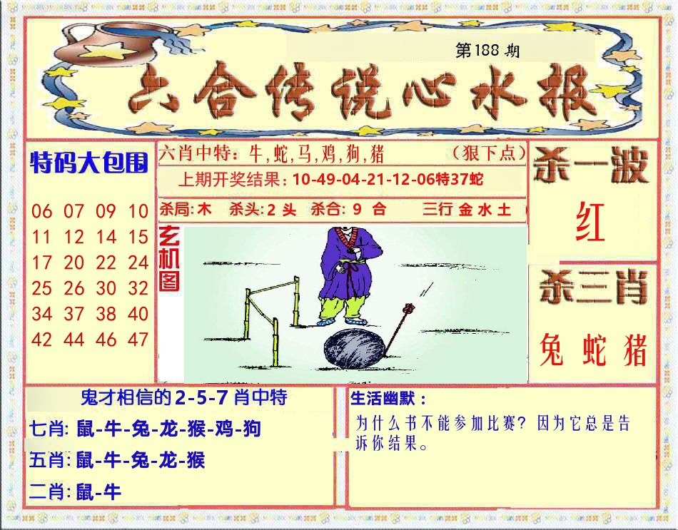 六合传说心水报 第188期