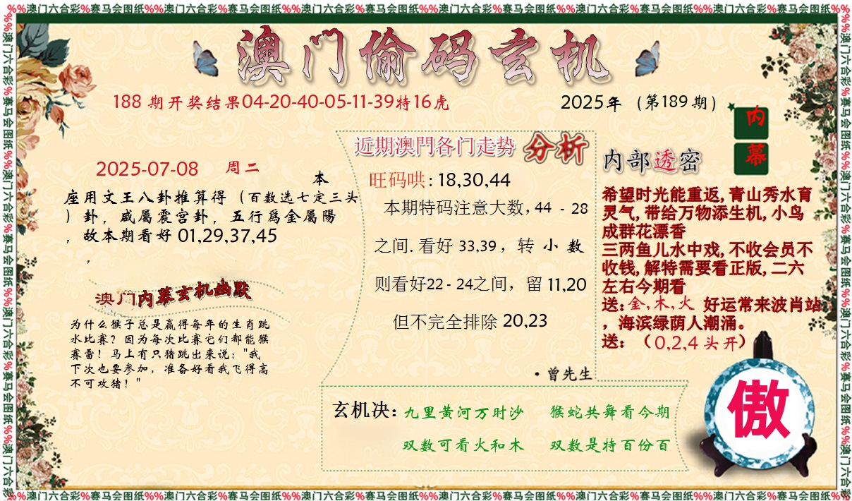 偷码玄机 第189期