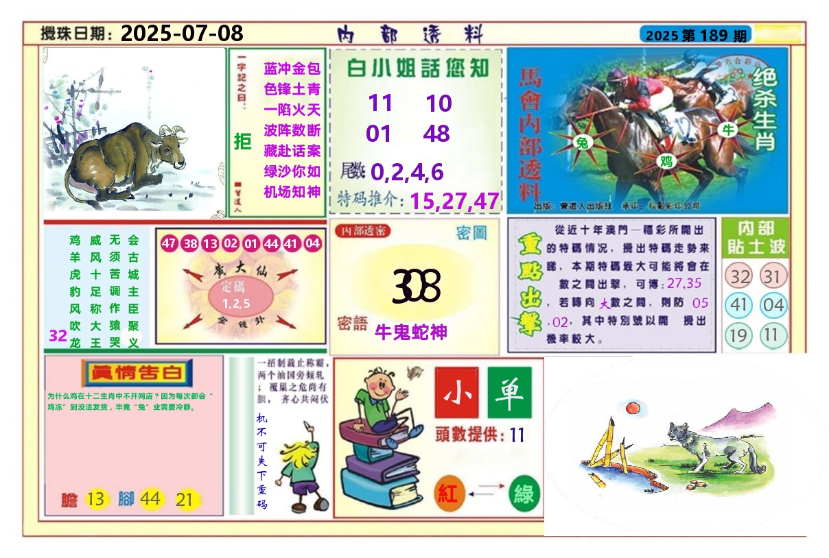 澳门内部透料A 第189期