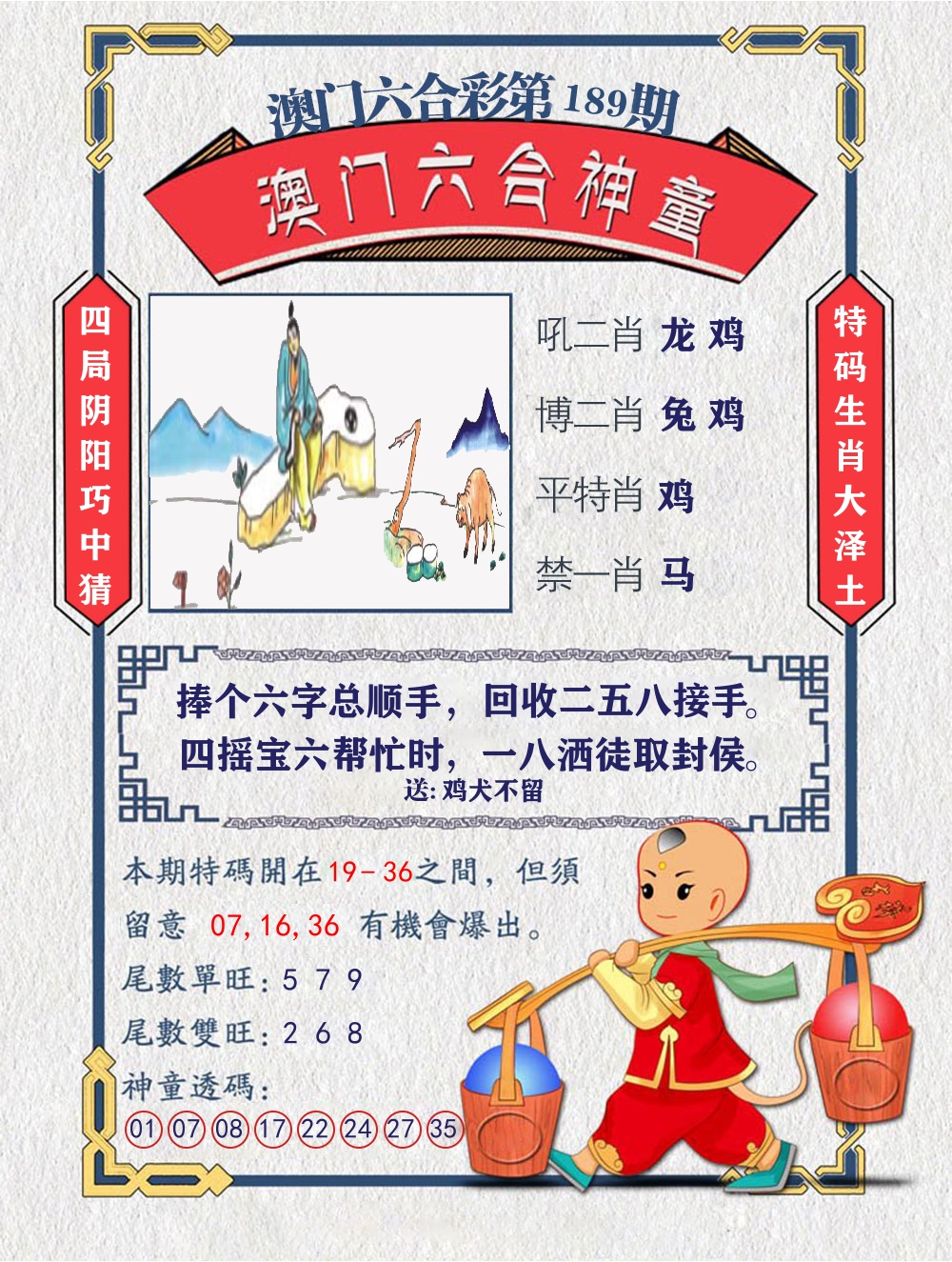 六合神童 第189期