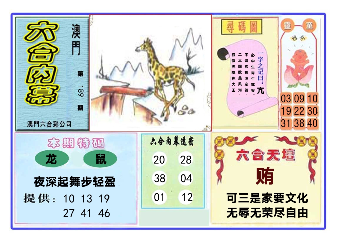 六合内幕 第189期