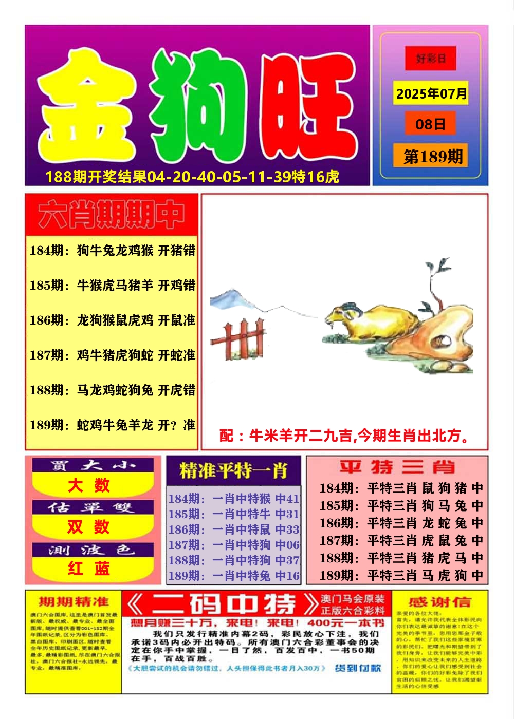 澳门金狗旺A 第189期