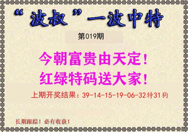 波叔中特 第19期
