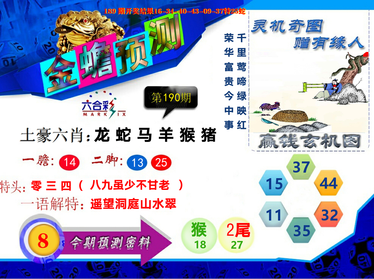 金蟾预测 第190期