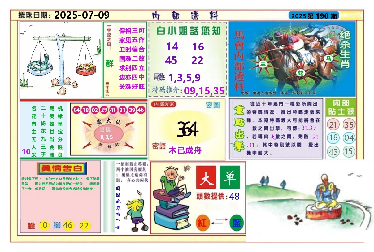 澳门内部透料A 第190期
