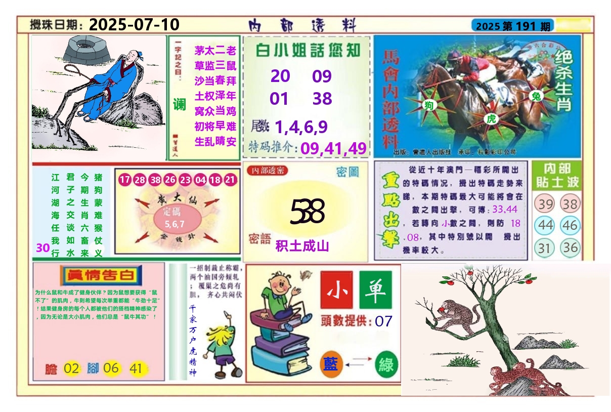 澳门内部透料A 第191期