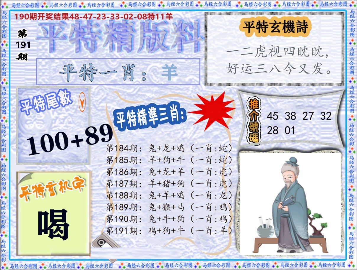 平特精版料 第191期