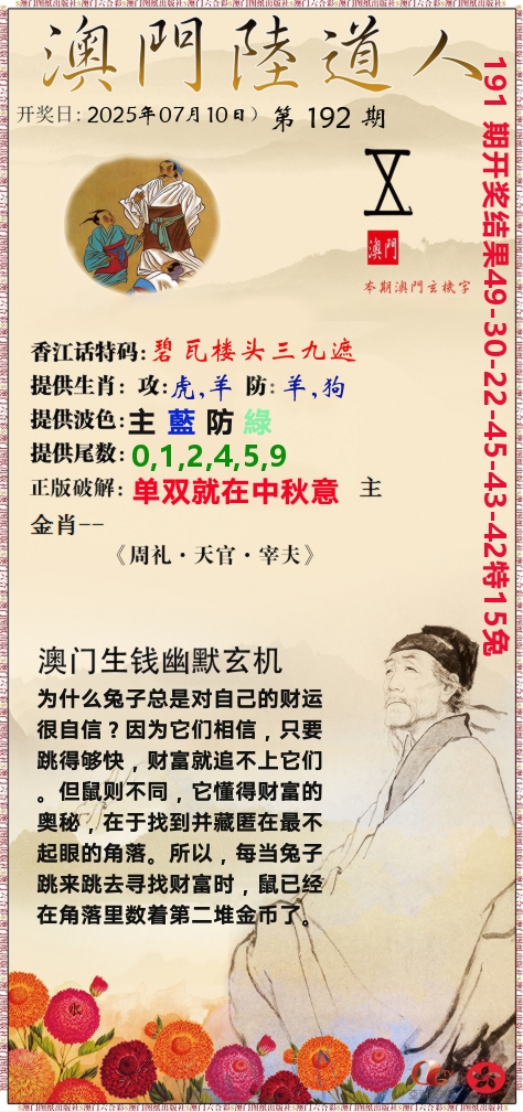 澳门陆道人 第192期