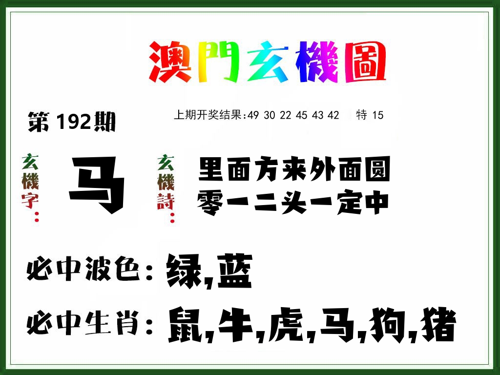 澳门玄机图 第192期