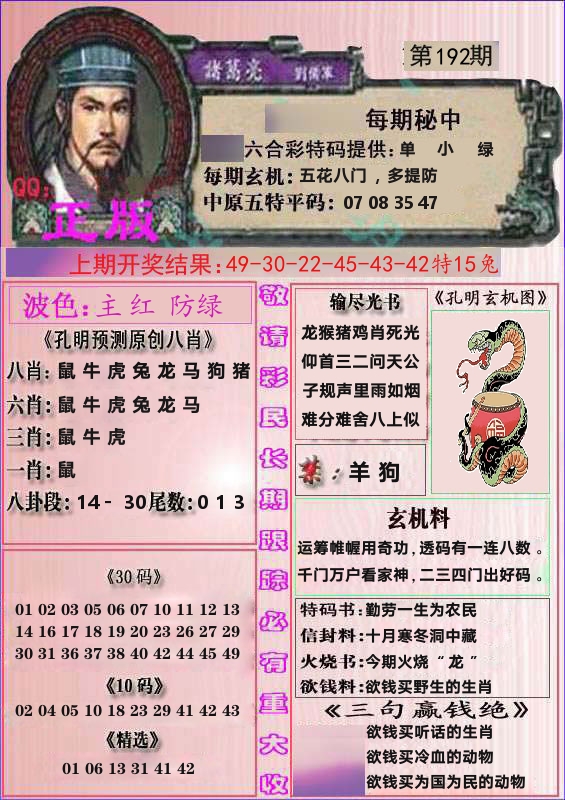 诸葛亮正版 第192期