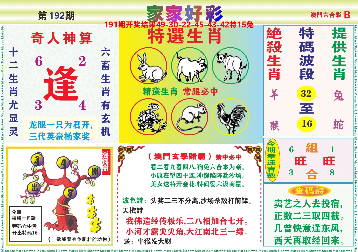 家家好彩B 第192期