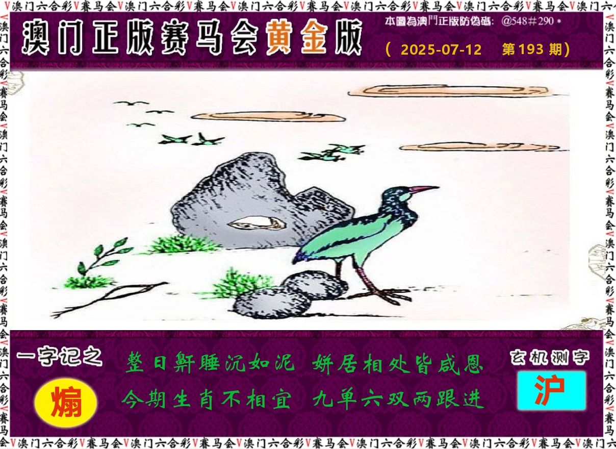 赛马会黄金版 第193期