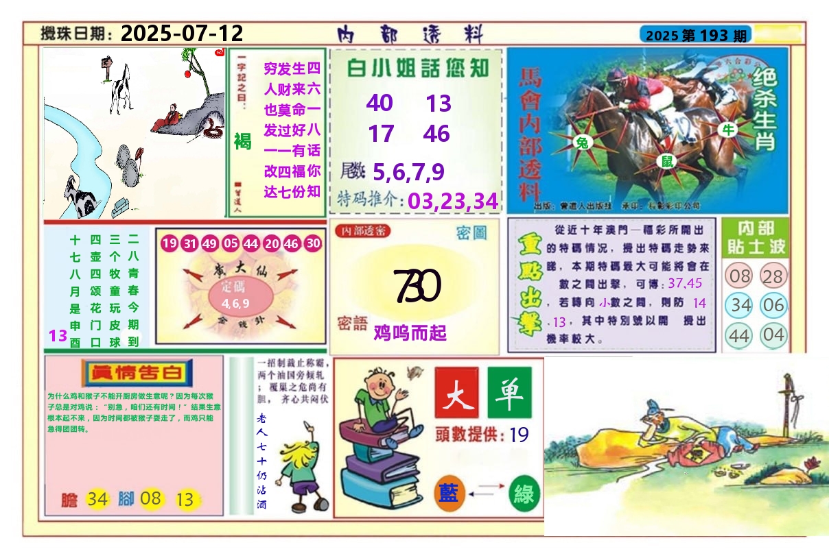 澳门内部透料A 第193期