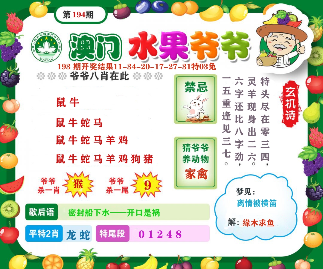 澳门水果爷爷 第194期
