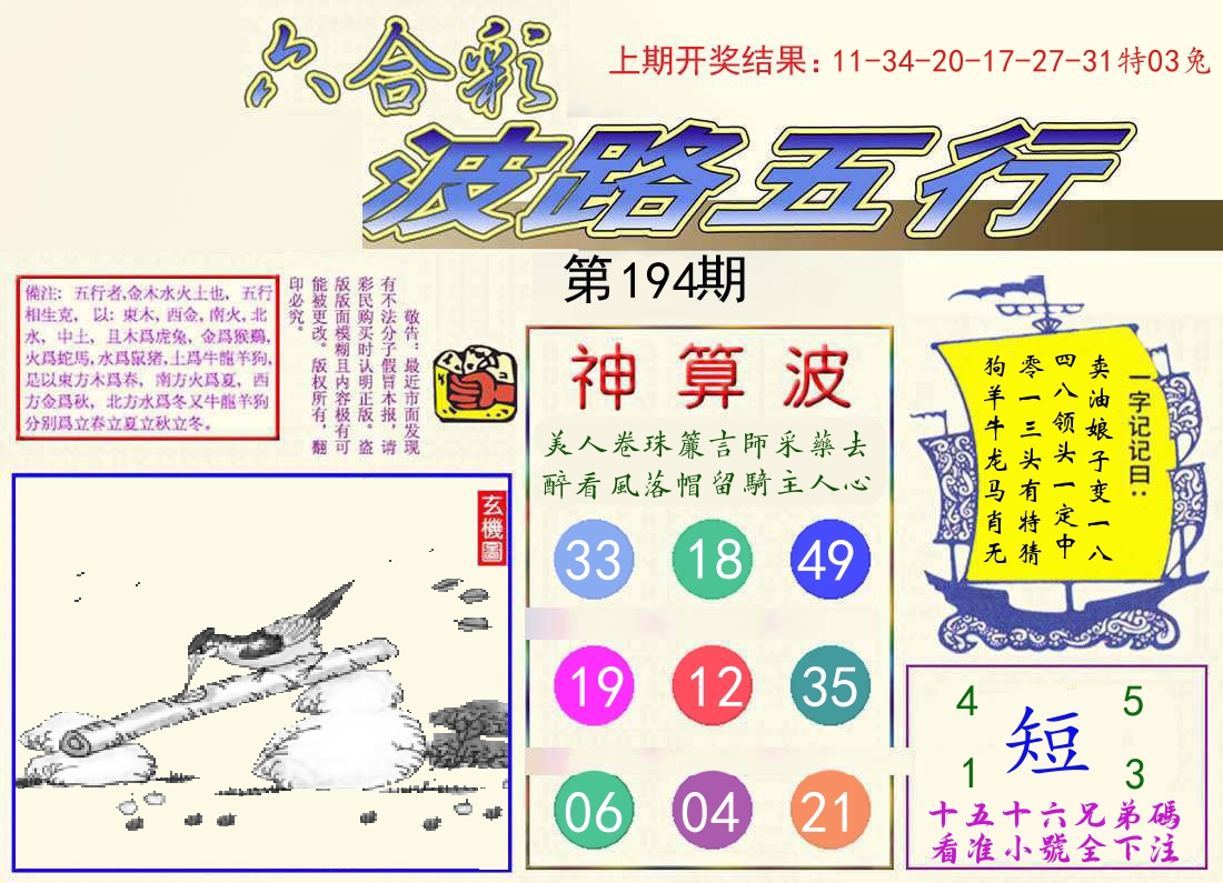 波路五行 第194期