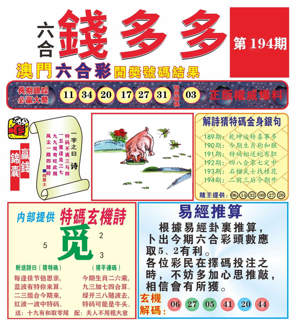 澳门钱多多B 第194期