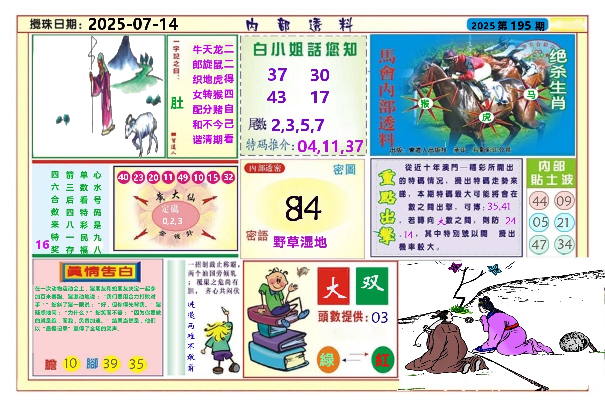 澳门内部透料A 第195期