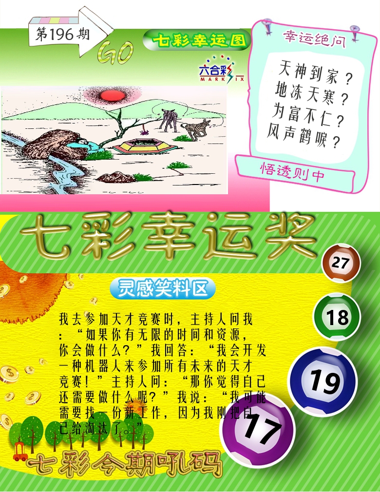 七彩幸运奖 第196期