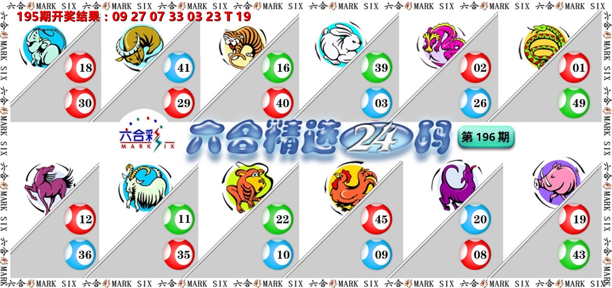 六合精选24码 第196期