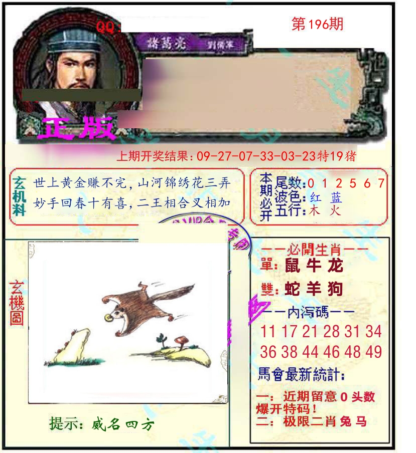 诸葛亮玄机 第196期