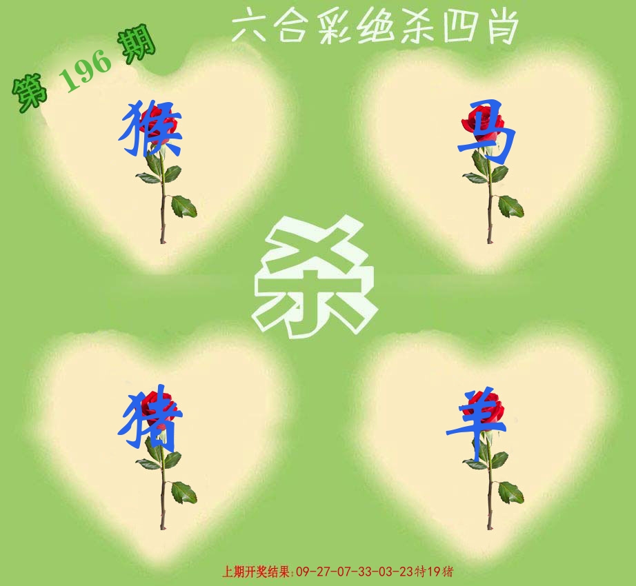 绝杀四肖 第196期